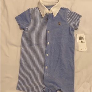 Ralph Lauren Blue Collared onesie 9 month NWT!!
